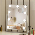 Abesthink Vanity Mirror with Lights 12" L x 14" W Small Makeup Mirror with Lights 9 LED Bulbs for Makeup Desk 3 Color Lighting Modes 360°Rotation