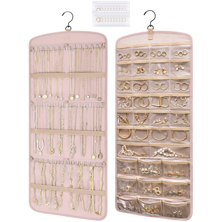Amazon Jewelry Roll Organizer with Metal Hooks