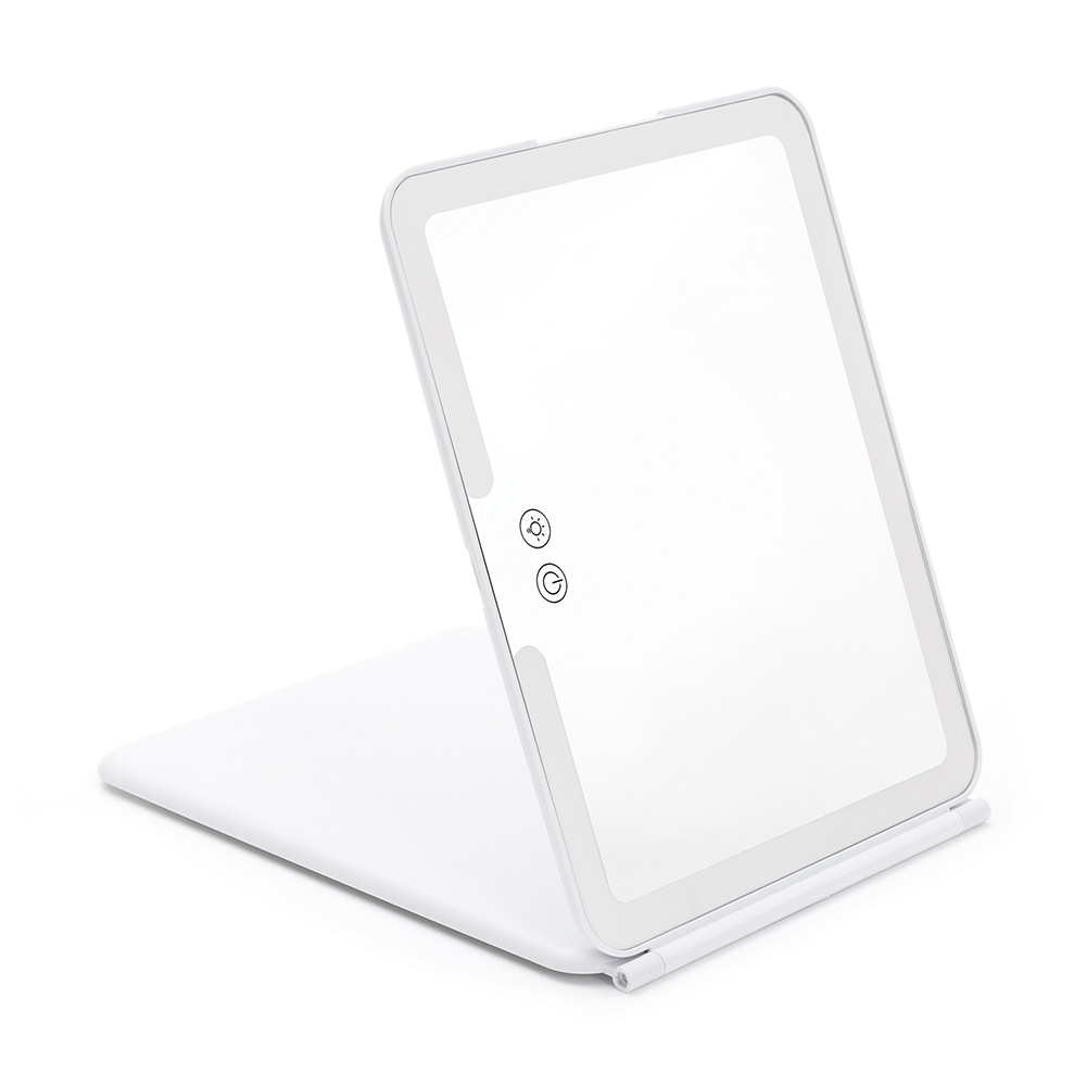 Large Lighted Portable Folding Makeup Mirror – Rechargeable, Magnifying, Travel-Friendly