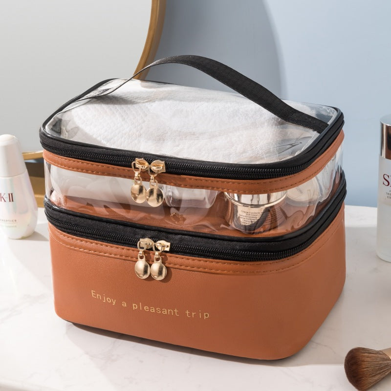 Large Capacity Waterproof Travel Makeup Bag (Dual Layer)