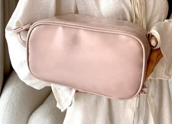 Stylish Double-Zipper Travel Makeup Bag - Large Capacity