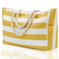 Striped Canvas Beach Tote Bag – Large Capacity Travel & Storage