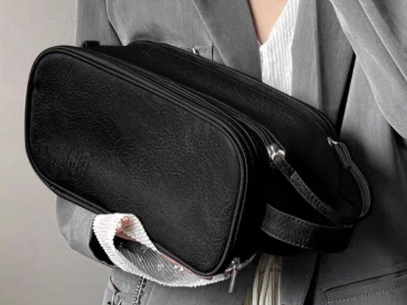 Stylish Double-Zipper Travel Makeup Bag - Large Capacity