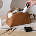 Stylish Dual-Zipper PU Leather Travel Makeup Bag