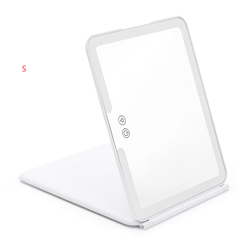 Large Lighted Portable Folding Makeup Mirror – Rechargeable, Magnifying, Travel-Friendly