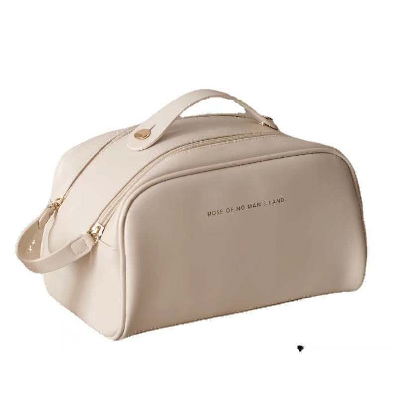 Stylish Dual-Zipper PU Leather Travel Makeup Bag
