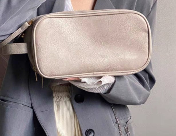 Stylish Double-Zipper Travel Makeup Bag - Large Capacity